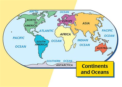 Map of Continents and Oceans